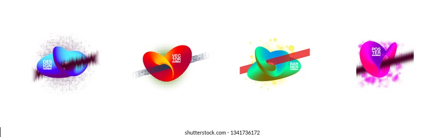 Modern abstract vector banner set. Flat geometric liquid form with various colors. Modern vector template, Template for the design of a logo, flyer or presentation. EPS 10