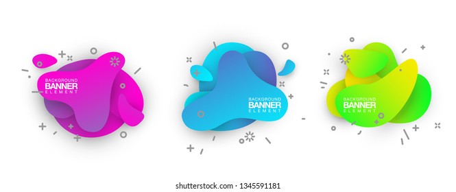 Modern abstract vector banner set. Flat geometric liquid shapes with various colors. Modern vector templates, templates for logo, flyer or presentation designs. EPS 10
