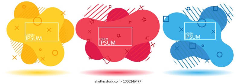 Modern abstract vector banner set. Shapes composition. Flat geometric liquid form with various colors. Template for the design of a logo, flyer or presentation. 