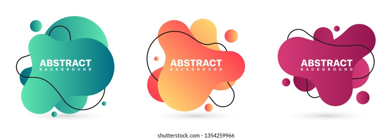 Modern Abstract Vector Banner Set. Geometric Liquid Background with Various Colors. Abstract Background Template.