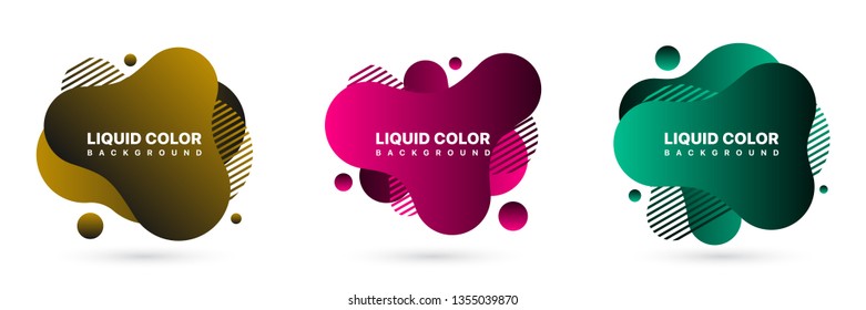 Modern Abstract Vector Banner Set. Geometric Liquid Background with Various Colors. Abstract Background Template.