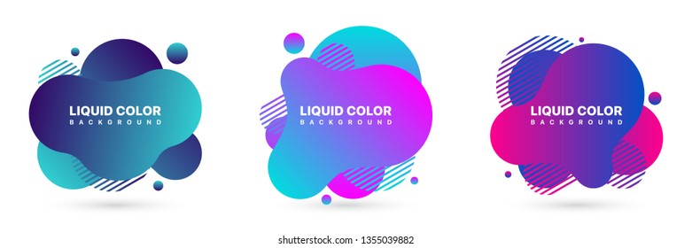 Modern Abstract Vector Banner Set. Geometric Liquid Background with Various Colors. Abstract Background Template.