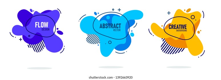 Modern abstract vector banner set. Flat geometric liquid form with various colors. Modern vector template, Template for the design of a logo, flyer or presentation.