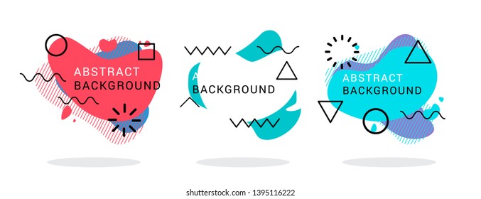 Modern abstract vector banner set. Geometric liquid form with various colors. Futuristic vector template for the design of a logo, flyer or presentation.