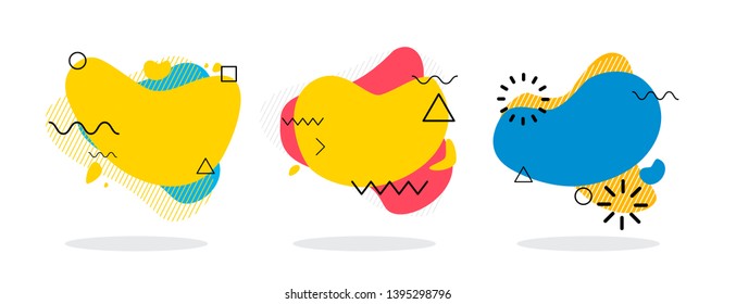 Modern abstract vector banner set. Geometric liquid form with various colors. Futuristic vector template for the design of a logo, flyer or presentation.