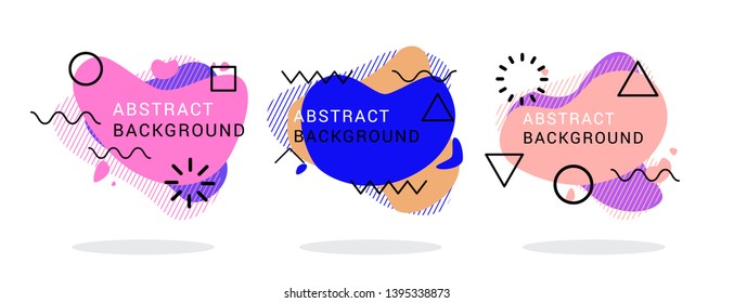 Modern abstract vector banner set. Geometric liquid form with various colors. Futuristic vector template for the design of a logo, flyer or presentation.