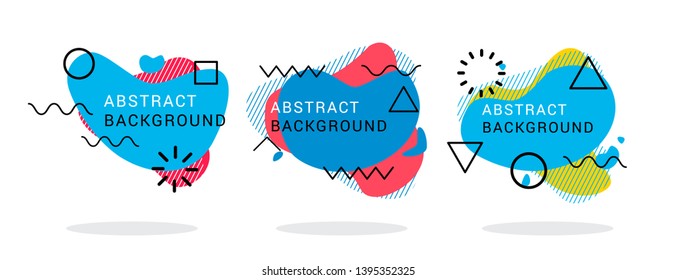 Modern abstract vector banner set. Neon gradient geometric liquid form with various colors. Futuristic vector template for the design of a logo, flyer or presentation.