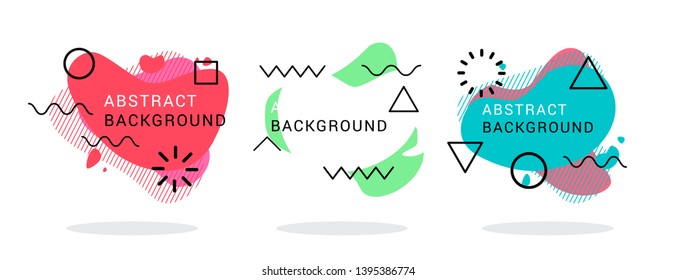 Modern abstract vector banner set. Geometric liquid form with various colors. Futuristic vector template for the design of a logo, flyer or presentation.
