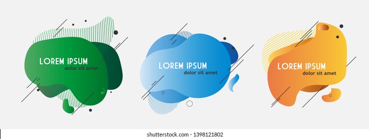 Modern abstract vector banner set. Abstract liquid shape. Memphis style. Fluid design. Modern vector illustration.