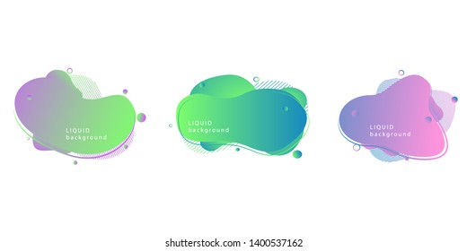 Modern abstract vector banner set. Abstract geometric fluid shapes with vibrant gradient colors. Fluid color badges set. Abstract shapes composition. Eps10 vector.