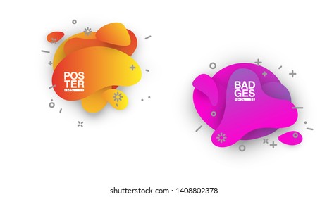 Modern abstract vector banner set. Flat geometric liquid shapes with various colors. Modern vector templates, templates for logo, flyer or presentation designs. EPS 10