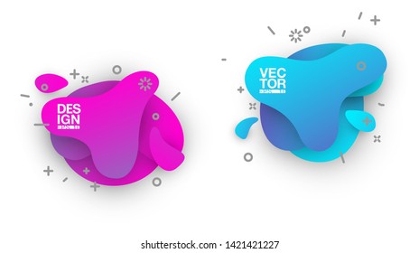 Modern abstract vector banner set. Flat geometric liquid shapes with various colors. Modern vector templates, templates for logo, flyer or presentation designs. EPS 10