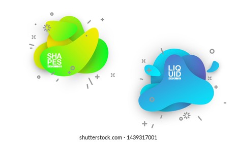 Modern abstract vector banner set. Flat geometric liquid shapes with various colors. Modern vector templates, templates for logo, flyer or presentation designs. EPS 10