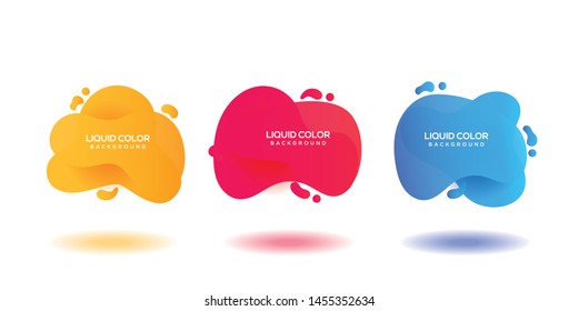 Modern abstract vector banner set. Flat geometric liquid form with various colors.