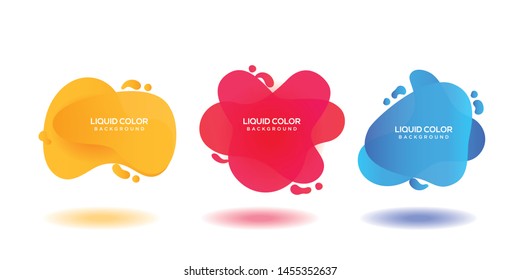 Modern abstract vector banner set. Flat geometric liquid form with various colors.