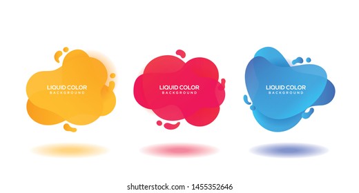 Modern abstract vector banner set. Flat geometric liquid form with various colors.