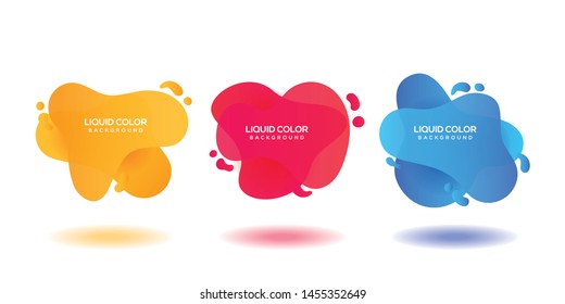 Modern abstract vector banner set. Flat geometric liquid form with various colors.