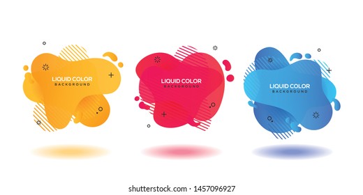 Modern abstract vector banner set. Flat geometric liquid form with various colors.