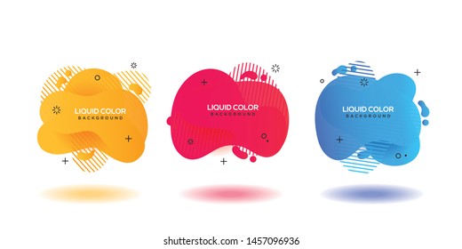 Modern abstract vector banner set. Flat geometric liquid form with various colors.