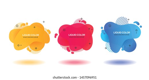 Modern abstract vector banner set. Flat geometric liquid form with various colors.