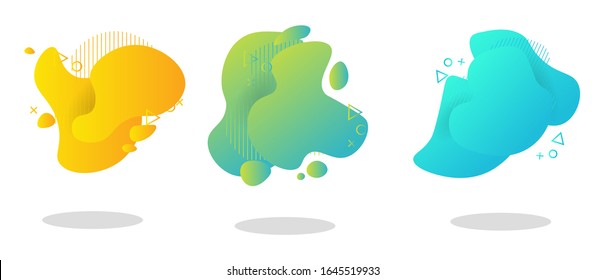 Conjunto de banner vectorial abstracto moderno. Forma líquida geométrica plana con varios colores. Plantilla vectorial moderna, Plantilla para el diseño de un logotipo, volante o presentación. EPS 10