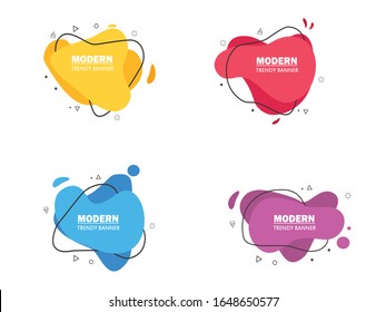 Modern abstract vector banner set. Flat geometric liquid form with various colors. Modern vector template, Template for the design of a logo, flyer or presentation. EPS 10