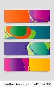 Modern abstract vector banner set. Flat geometric liquid form with various gradients colors. Modern vector template, Template for the design of a logo, flyer or presentation. 