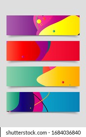 Conjunto de banner vectorial abstracto moderno. Forma líquida geométrica plana con varios colores de gradientes. Plantilla vectorial moderna, Plantilla para el diseño de un logotipo, volante o presentación. 