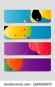 Conjunto de banner vectorial abstracto moderno. Forma líquida geométrica plana con varios colores de gradientes. Plantilla vectorial moderna, Plantilla para el diseño de un logotipo, volante o presentación. 