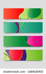 Conjunto de banner vectorial abstracto moderno. Forma líquida geométrica plana con varios colores de gradientes. Plantilla vectorial moderna, Plantilla para el diseño de un logotipo, volante o presentación. 