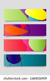 Modern abstract vector banner set. Flat geometric liquid form with various gradients colors. Modern vector template, Template for the design of a logo, flyer or presentation. 