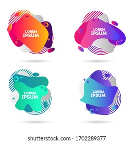 Conjunto de banner vectorial abstracto moderno. Forma líquida geométrica plana con varios colores. Plantilla vectorial moderna, Plantilla para el diseño de un logotipo, volante o presentación
