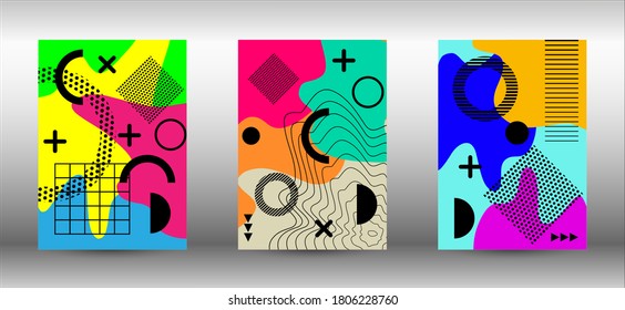 Modern abstract vector banner set. Colorful trendy illustration.  Colorful geometric background design. Creative vector banner illustration.