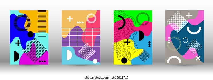 Modern abstract vector banner set. Colorful trendy illustration.  Colorful geometric background design. Creative vector banner illustration.