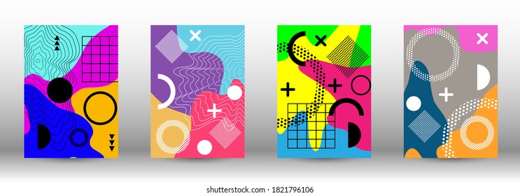 Modern abstract vector banner set. Colorful trendy illustration.  Colorful geometric background design. Creative vector banner illustration.