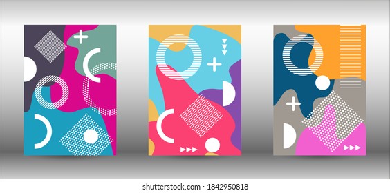 Modern abstract vector banner set. Colorful trendy illustration.  Colorful geometric background design. Creative vector banner illustration.