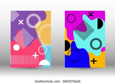 Modern abstract vector banner set. Colorful trendy illustration.  Minimal geometric shape. Creative vector banner illustration.