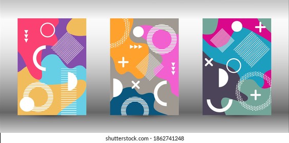 Modern abstract vector banner set. Colorful trendy illustration.  Colorful geometric background design. Creative vector banner illustration.