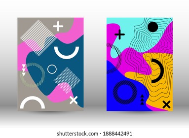 Conjunto de banner vectorial abstracto moderno. Colorida ilustración de moda.  Resumen del elegante fondo. Ilustración de banner vector creativo.