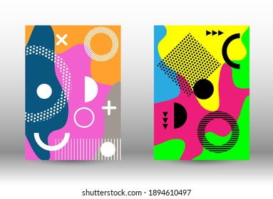 Conjunto de banner vectorial abstracto moderno. Ilustración vectorial abstracta de moda. Diseño de fondo geométrico colorido. Ilustración de banner vector creativo.