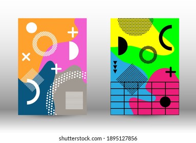 Modern abstract vector banner set. Colorful trendy illustration.  Minimal geometric shape. Creative vector banner illustration.