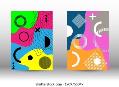Conjunto de banner vectorial abstracto moderno. Colorida ilustración de moda.  Diseño creativo de folleto. Ilustración de banner vector creativo.
