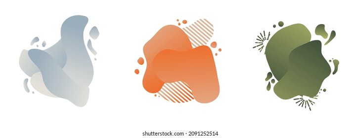 Modern abstract vector banner set. Flat geometric liquid form with various colors. Gradient abstract banners with flowing liquid shapes. Template for the design of a logo, flyer or presentation.