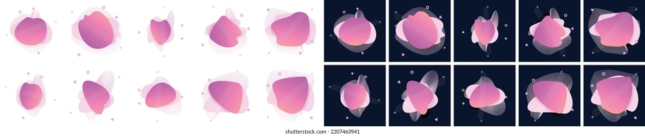 Modern abstract vector banner set. Flat geometric liquid Pink color Background. Modern vector template; Template for the design of a logo; flyer or presentation