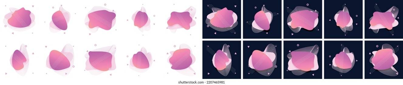 Modern abstract vector banner set. Flat geometric liquid Pink color Background. Modern vector template; Template for the design of a logo; flyer or presentation