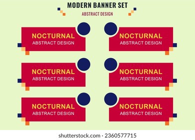 Modern abstract vector banner set. Flat geometric shape with different colors and different style. Template for web or print design, ready to use.