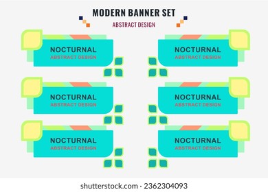 Modern abstract vector banner set. Flat geometric shape with different colors and different style. Template for web or print design, ready to use.