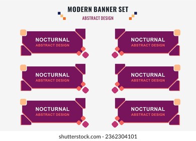 Modern abstract vector banner set. Flat geometric shape with different colors and different style. Template for web or print design, ready to use.