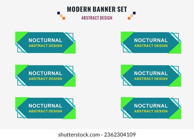 Modern abstract vector banner set. Flat geometric shape with different colors and different style. Template for web or print design, ready to use.