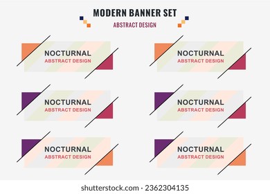 Modern abstract vector banner set. Flat geometric shape with different colors and different style. Template for web or print design, ready to use.